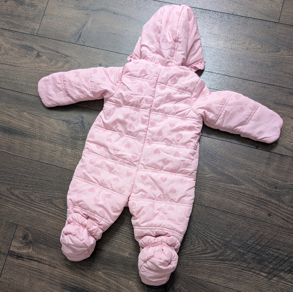 First Impressions New Light Pink Heart Snowsuit Size 0-3 Months - Picture 2 of 5
